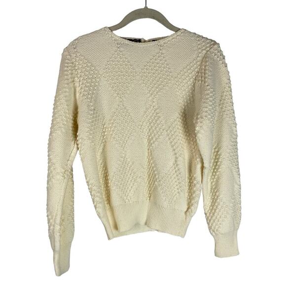 Vintage Pigalle cream knubby long sleeve feminine sweater - Picture 1 of 8